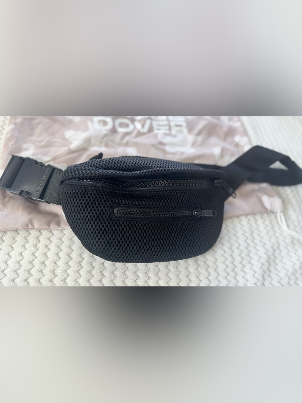 Dagne Dover Black Mesh Waist Belt Bag